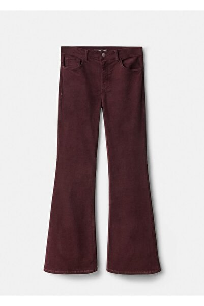 MANGO Woman Kadife flare jean pantolon