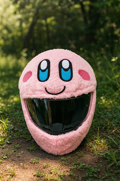 Beta Peluş Kask Kılıfı Pembe Kirby Motosiklet Kask Aksesuarı