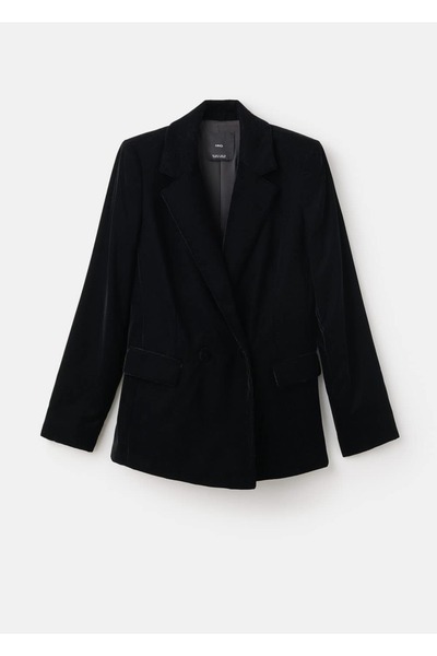 MANGO Woman Kadife kruvaze blazer ceket