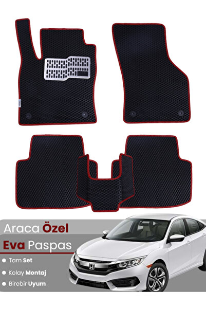stiloto HONDA CİVİC FC5 (2016-2021) Uyumlu EVA Paspas Tam Set–Araca Özel,Su G...