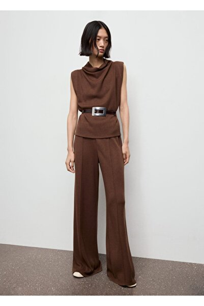 MANGO Woman Dikiş detaylı düz kesim pantolon