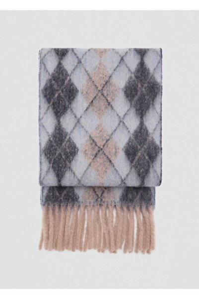 MANGO Woman Püsküllü baklava desenli atkı