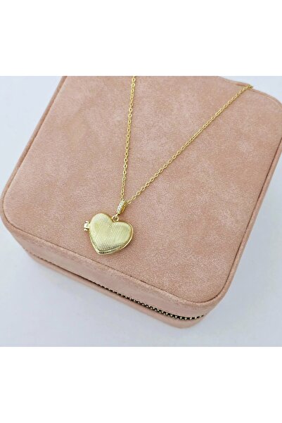 İnci Çelik Gold Açılabilir Kalp Kolye