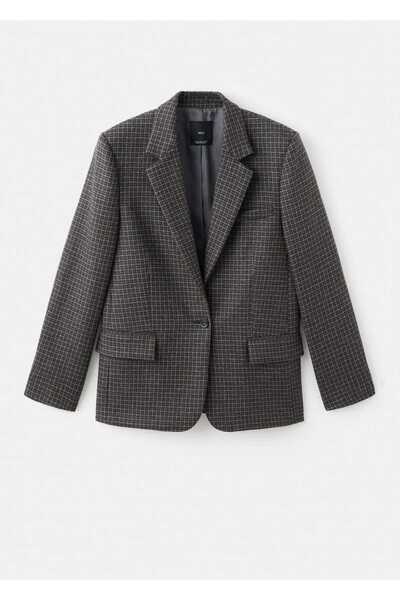 MANGO Woman Ekose yün blazer