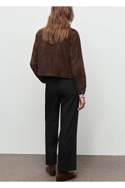 MANGO Woman Yüksek bel düz kesim pantolon