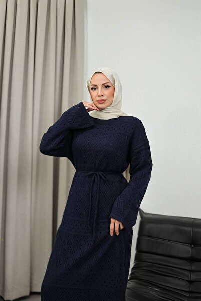 EZFER KADIN UZUN KOLLU TRİKO ELBİSE İÇİ KOMPLE ASTARLI