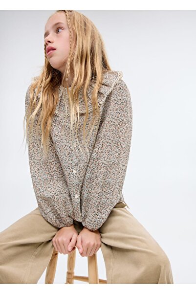 MANGO Kids Çiçek desenli pamuklu bluz