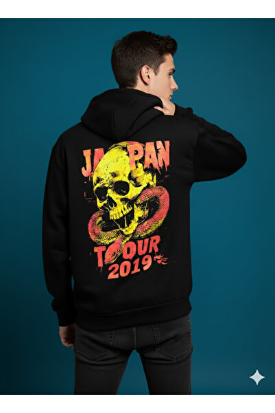 By Caspita Fashion Μαύρο φούτερ με κουκούλα με στάμπα Lenithra Japan Tour Uni...