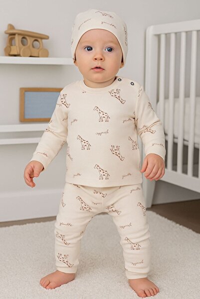 Luna Kids Store طقم قبعة وغطاء رأس للأطفال من القطن العضوي 100% مكون من قطعتين