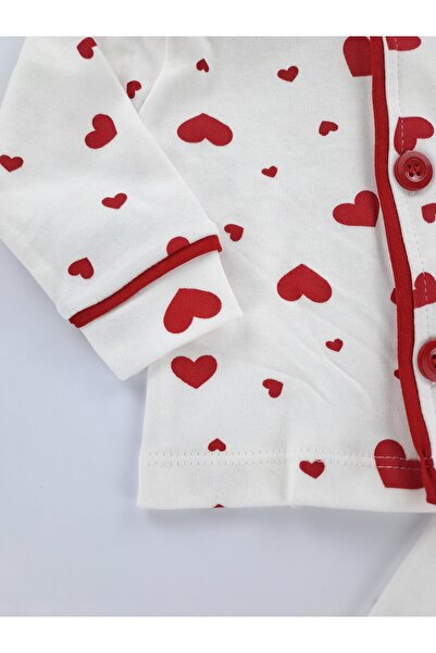 Butik Set de pijamale cu inimă cu nasturi în față pentru fetiță/copil Pijamale cu inimă la modă