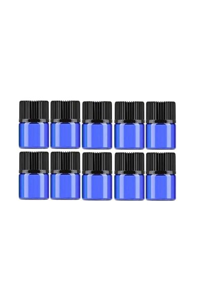 DROPY Set 10 glass cosmetic bottles essential oils with dropper and sealing cap 2 ml blue