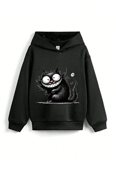 stil x Детска суитшърт с качулка и принт на сладки котки