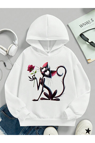 stil x Cute Cats Printed Hooded Children's Sweatshirt