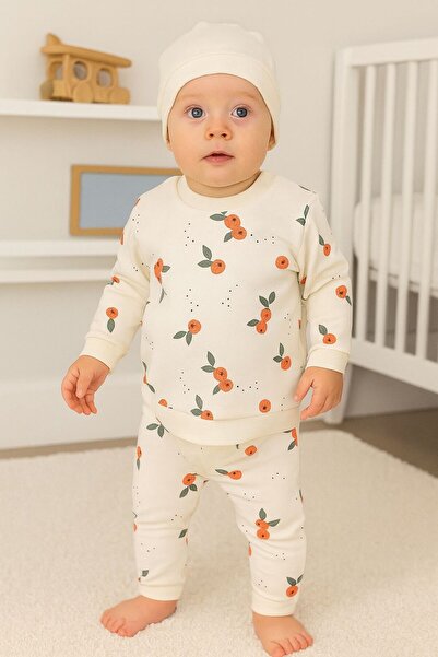 Luna Kids Store Organic 100% Cotton Tangerine Patterned Double Set