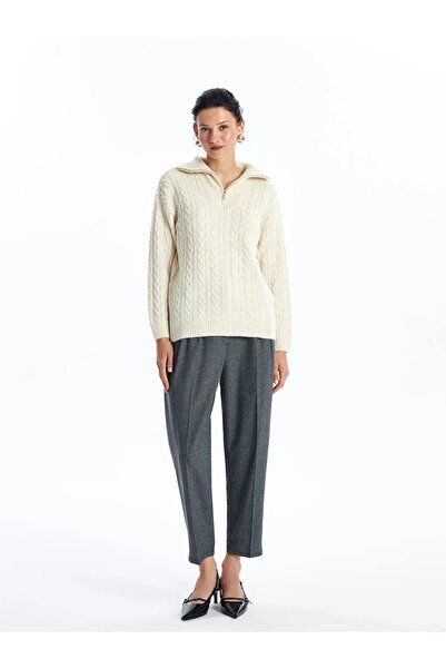 LC Waikiki LCWAIKIKI Tricotaj de bază pentru femei, mov, cu guler înalt, cu model