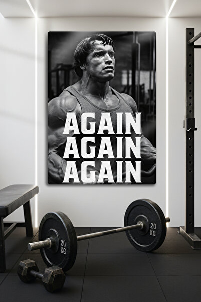 DekorHane Metal Print - Arnold Schwarzenegger Again, Motivational Metal Painting, Sports Gym Wall Decor