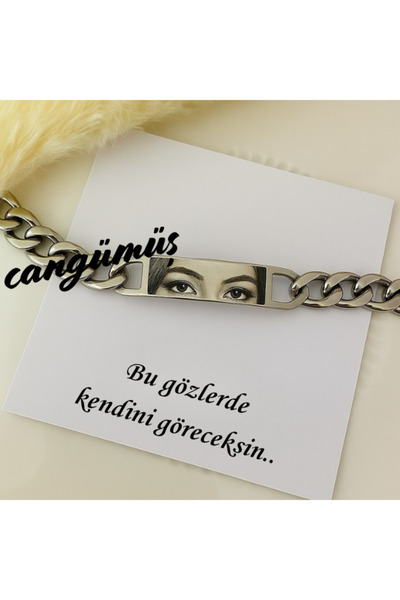 Doğaltaş Kişiye Özel Resimli Çelik Göz Bileklik