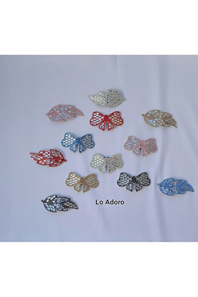 LO ADORO 12 Pieces of Stone Bow Leaf Hairpins with Snap Fasteners