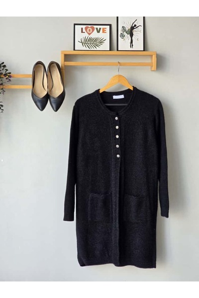 ENDAMIM Plain 3 Button Long Plus Size Knitwear Cardigan