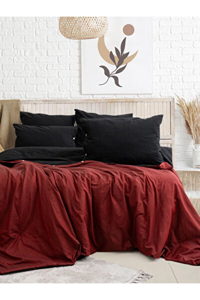 JOLLY HOME Single 100% Cotton Ranforce Duvet Cover Set – 160X220 cm Burgundy with Elastic Fitted Sheet