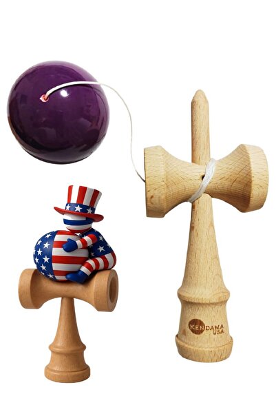 BV Kendama din lemn, minge din lemn + autocolant SUA impermeabil pentru telef...