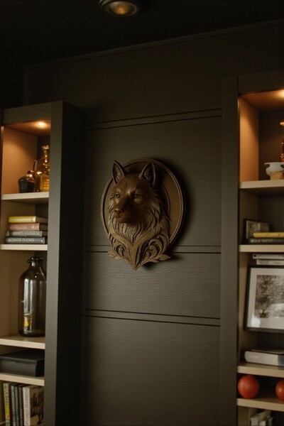 Dropcek eticaret Dekoratif Bozkurt Gold Hediyelik Ofis Ev Duvar Dekoru 20 Cm Çok Amaçlı Toz tutmayan Vegan üretim