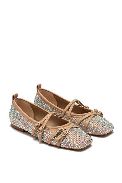 Dedos Pantofi de balerină cu bretele cu piatră pentru femei 2215