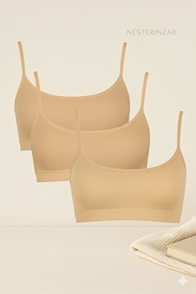 nesterinzar Women's 3-Pack Padded Sports Bra with String Straps Half Tank Top