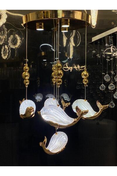 öalpa Balık 5'li Led'Li Model Lüks Ve Kumandalı Dekoratif Avize