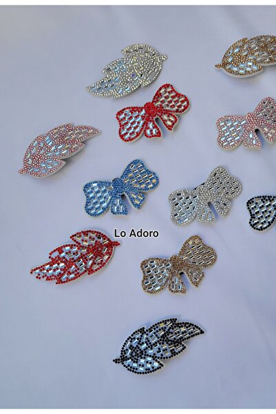 LO ADORO 12 Pieces of Stone Bow Leaf Hairpins with Snap Fasteners