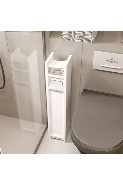 klubeconcept حامل ورق التواليت ورف المناشف بتصميم عصري ضيق مصنوع من الخشب المضغوط 100% مقاس 90×18