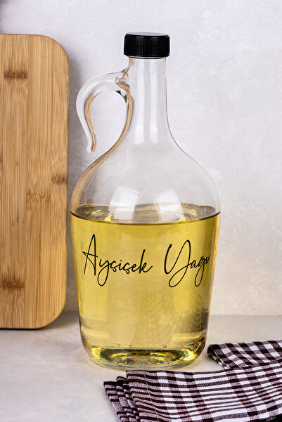 dnshome 1 Glass Oil Bottle 1500 ml Sauce Bottle Vinegar Bottle Oil Bottle with 2 Types of Labels as a Gift