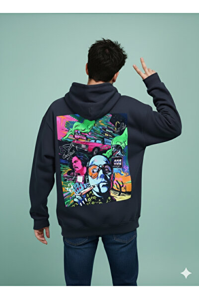 By Caspita Fashion Hanorac unisex supradimensionat cu imprimeu pe spate Lenithra Jazz Club