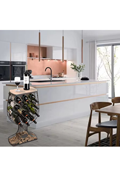 SeLeSe Suport pentru 12 sticle de vin, raft pentru vinuri, 4 nivele si design modern, forma de pahar