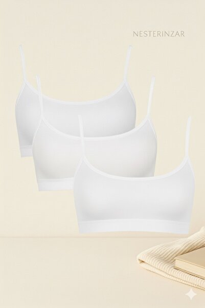 nesterinzar Women's 3-Pack Padded Sports Bra with String Straps Half Tank Top