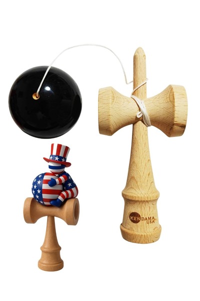 BV Kendama din lemn, minge de lemn + autocolant SUA impermeabil pentru telefo...
