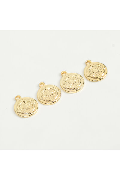 yfhobi 1 Adet - 14 mm Pusula Desen Metal Uç, Takı İçin Charm Uç, Altın Kaplam...