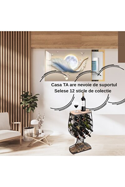 SeLeSe Suport pentru 12 sticle de vin, raft pentru vinuri, 4 nivele si design modern, forma de pahar