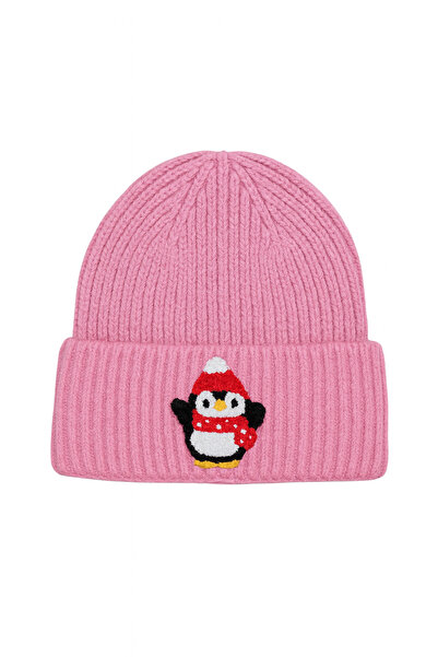 byebruketenci Beretă roz pentru copii cu eșarfă, cu model pinguin, pălărie de...