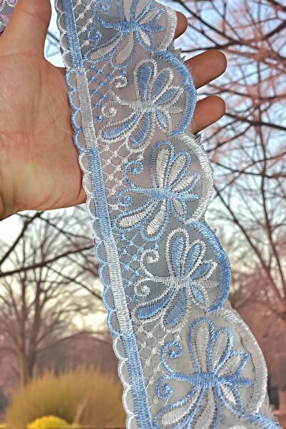 DUAYEN dantel siyah organze üzerine işleme aşıkı dildade desen 1 metre