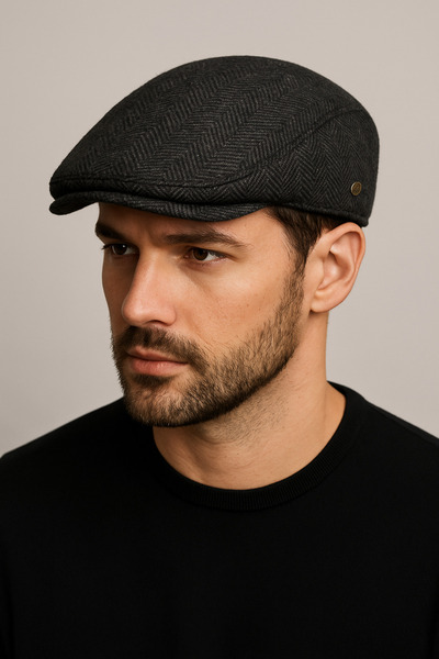 ZERAMİNE Haki Klasik Erkek Kasket Şapka – Yün Dokulu Şık Model - Astarlı - Lo...