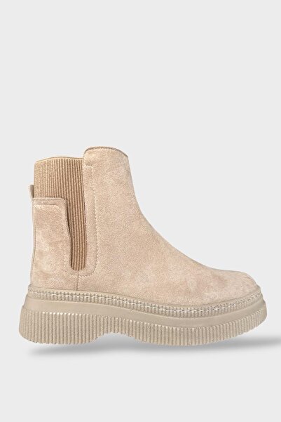Liger Yandan Lastikli Günlük Kadın Süet Bot BEJ