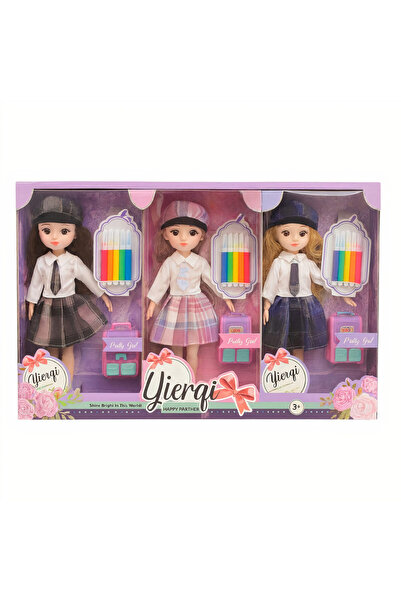 JML Papusa 3/set Flexibila cu Accesorii 28cm, Corp Mobil Diferite Culori