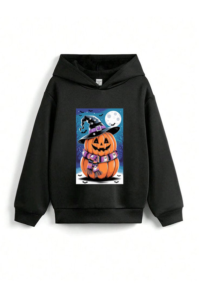 stil x ХЕЛОУИН - ХЕЛОУИН ПЕЧАТАНА ДЕТСКА СВИТЕРКА С КАПЮШОН, 3-НИШЕНА КАНТА