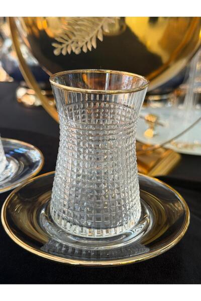 LOKMAN ZÜCCACİYE 6 Person Hand Cut 24K Original Gold Plated Tea Set (Model4)