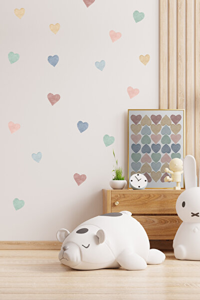 alışveriş kurdu Boho Sulu Boya Kalpler Çocuk Bebek Odası Duvar Sticker Seti -...