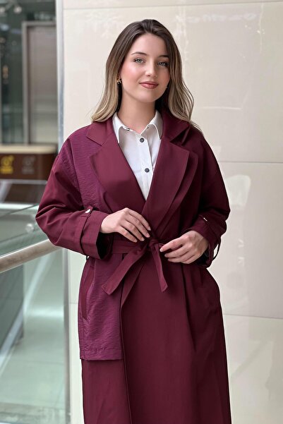 Ghisa Kruvaze Yaka Önü Açık Kuşaklı Trençkot