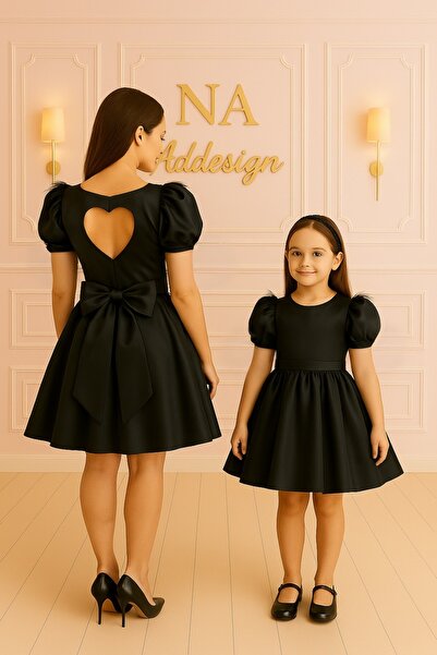 NA ADDESIGN فستان ساتان بتفاصيل قلب على الظهر للأم والابنة (يجب إضافته بشكل م...