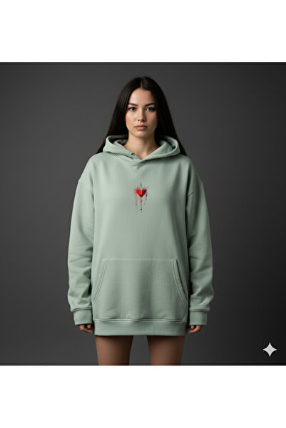 By Caspita Fashion Lenithra Lip and Thorn Back Printed Unisex Oversize Gray Hoodie