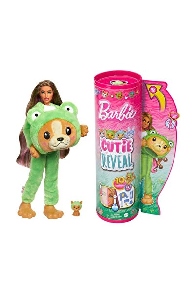 Barbie Cutie Reveal Doll & Accessories With Animal Plush Costume & 10 Surprises - Puppy As Frog